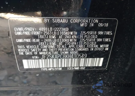 2019 Subaru Forester Sport из США, поврежденный, VIN JF2SKAPC8KH430549